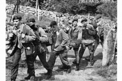 Ten Tors 61A – L.A.A. Pringle (40th Entry), in the lead, and the remaining team members (all 42nd Entry) were A.A.s Clarke, Green,
Taylor, Whelan, and Williams (but I don’t know which from t’other in the photo.)  All were Clerks Secretarial.