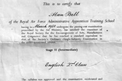 Apprentice Graduation Certificate Awarded In 1958 - RAF Hereford